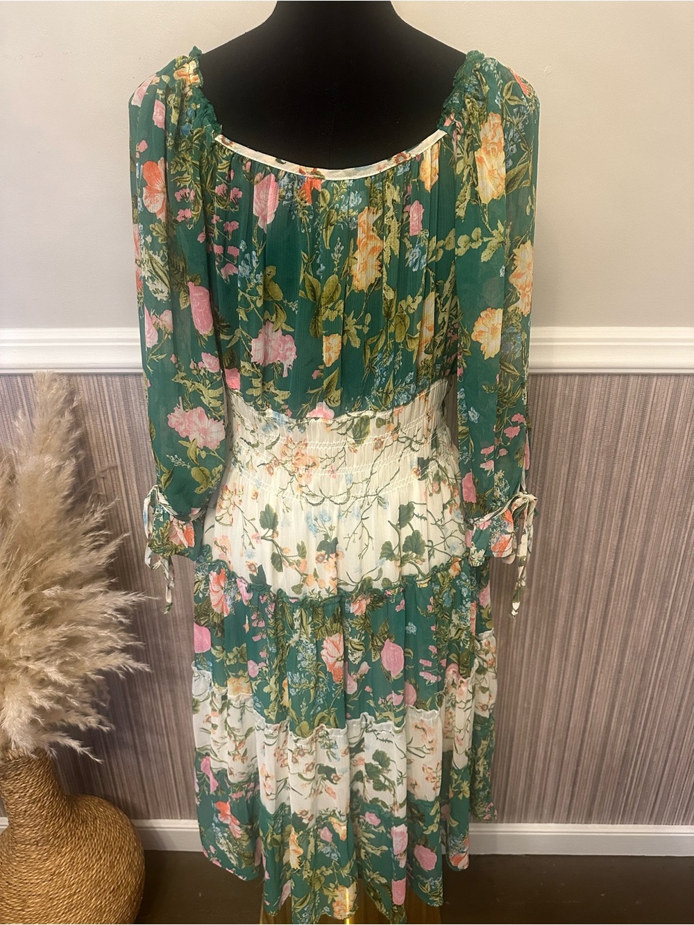 Fig & Flower Floral Cottagecore Peasant Midi Dress Women’s Medium NWOT Boho - Picture 12 of 14